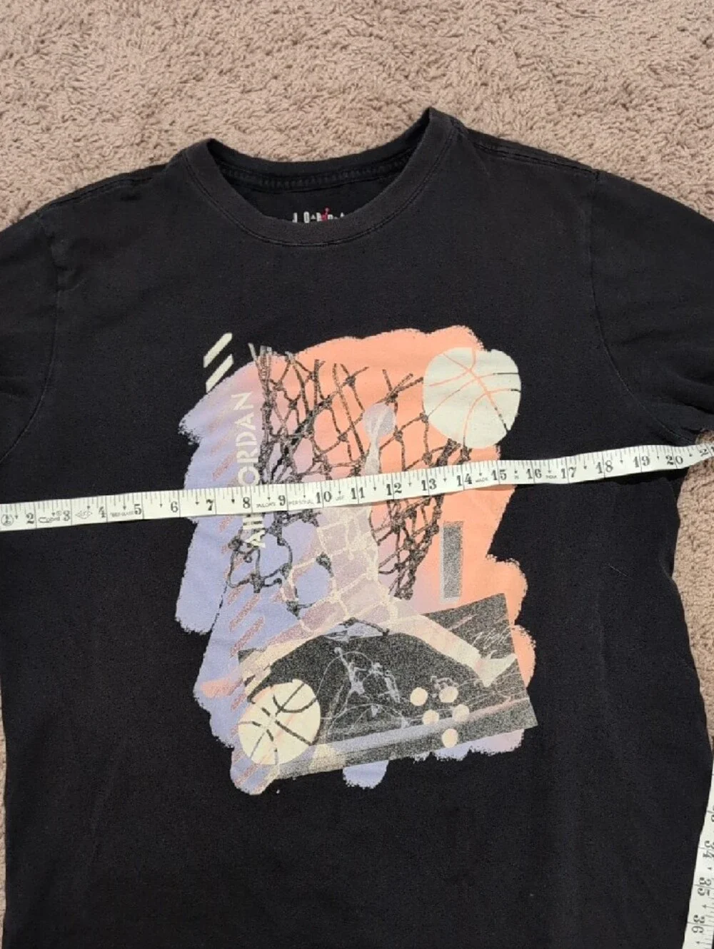 Jordan Black Tee with Coral-Pink Jumpman Logo